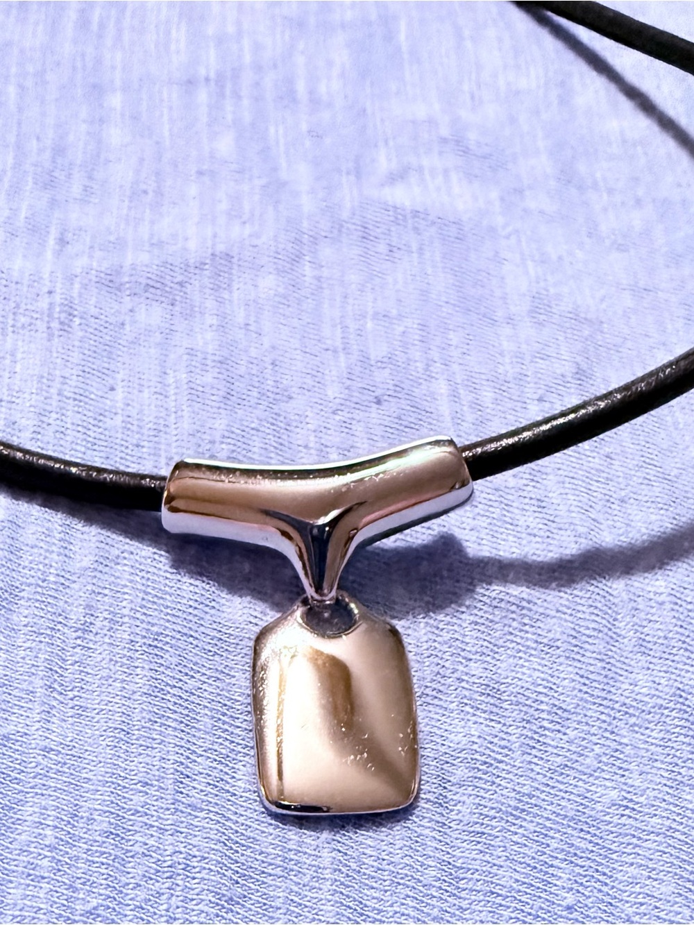 Lia Sophia Silver-Tone Pendant on Black Leather Choker